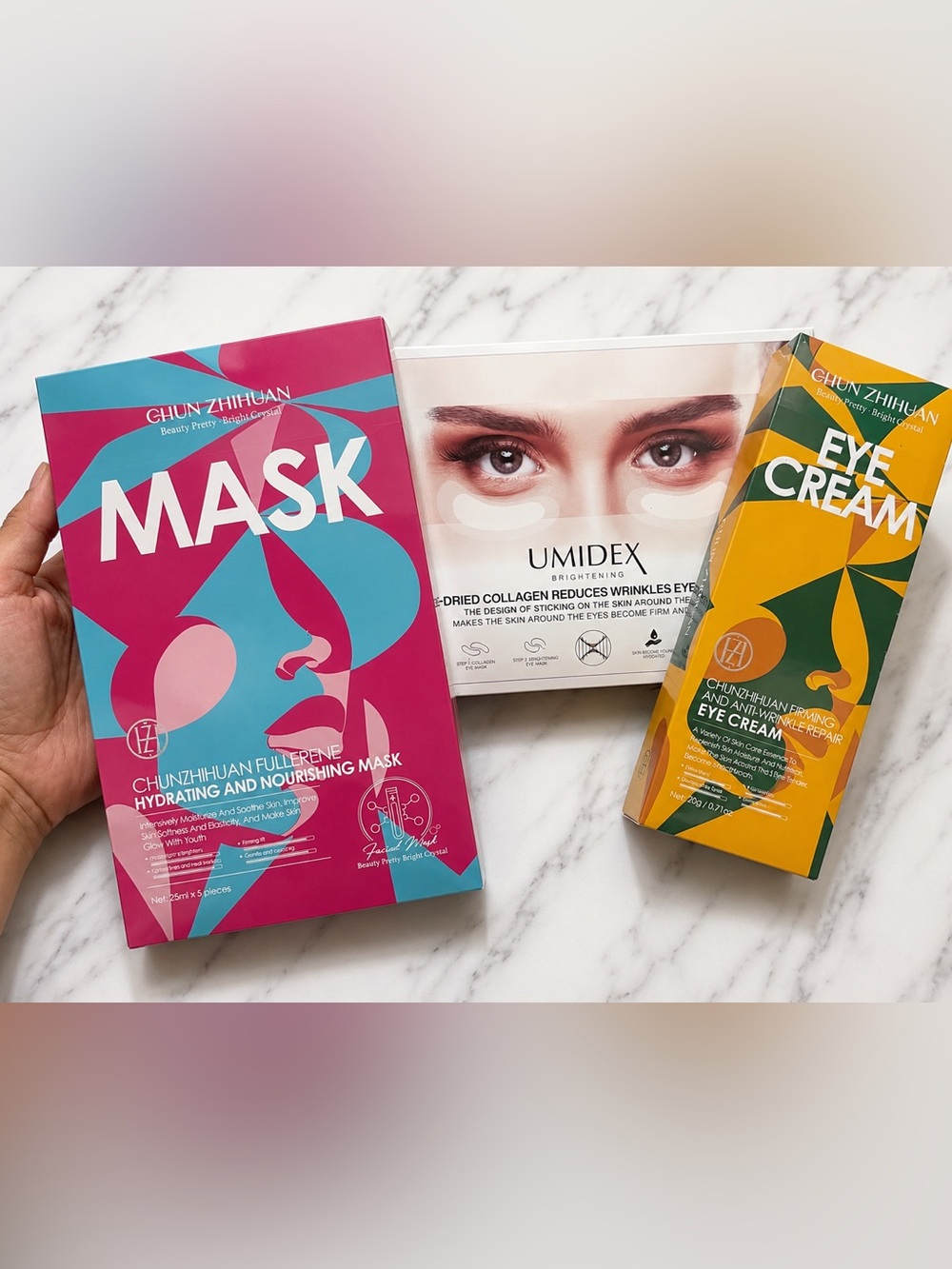 Bundle 3 Pc Skincare Eye Cream Collagen Eye Masks Hydrating Face Masks